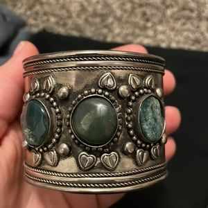 Silver bracelet with blue stones